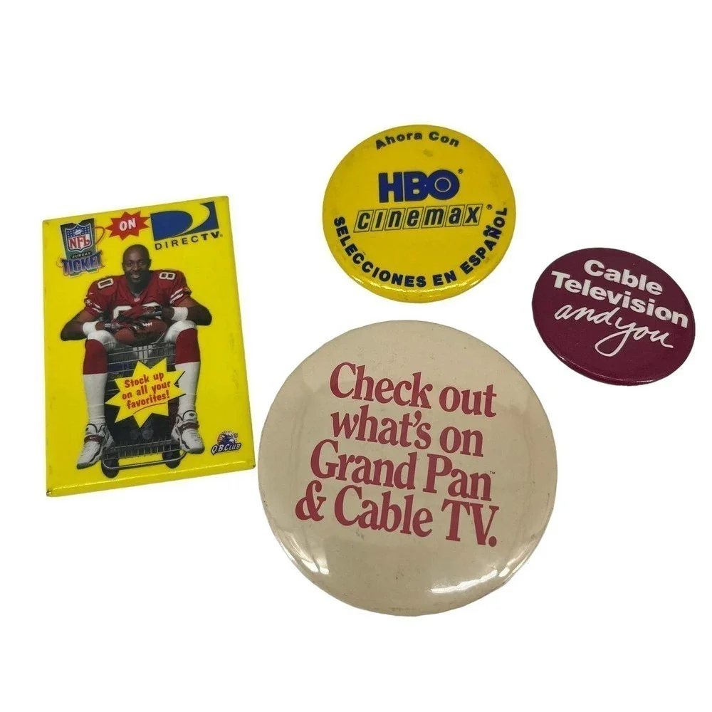 Vintage 90’s Pins Set of 4 HBO Cable TV Television Grand Pan DirecTV Collectible